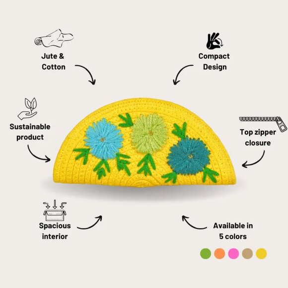 Ethnic Clutch Half Moon Purse - Picture 3 of 6